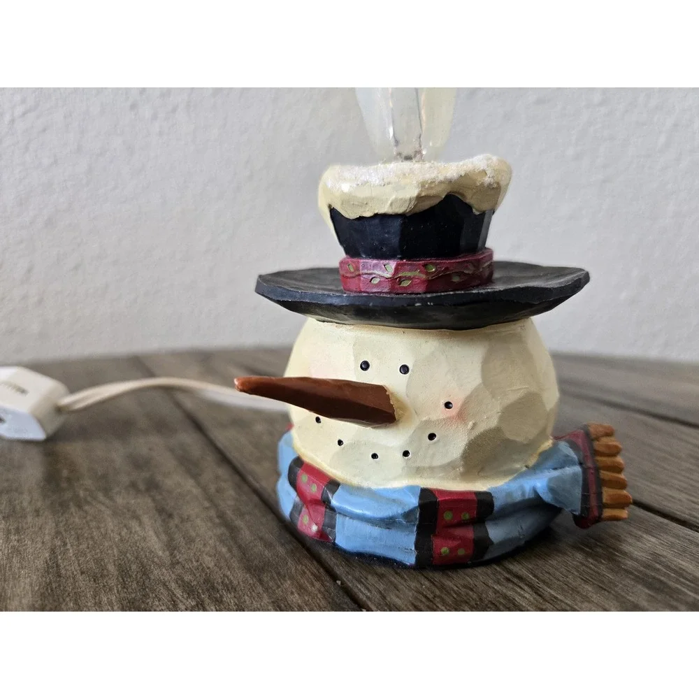 Vintage Crazy Mountain Snowman Night Light Primitive Rustic Christmas Winter
